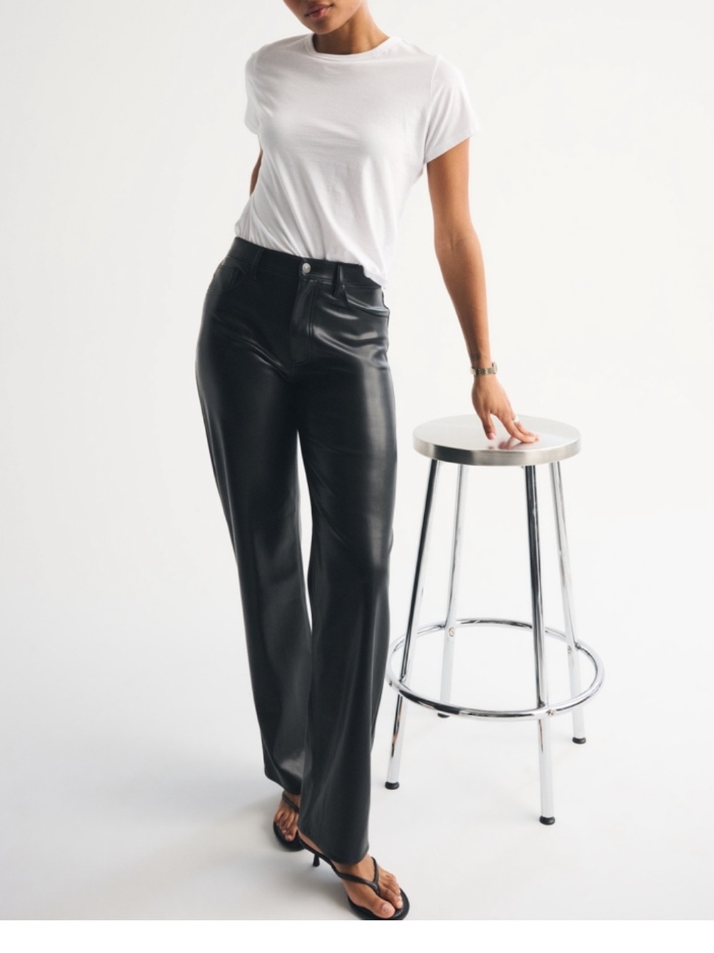 Abercrombie & Fitch Black Faux Leather 90s Relaxed High Rise